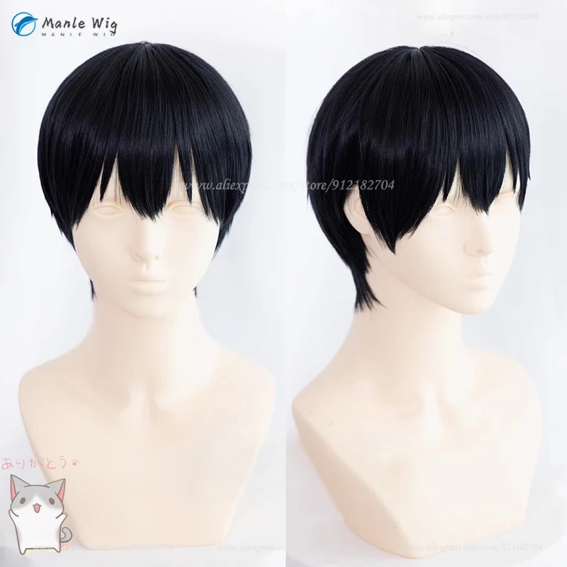 Anime Cosplay Youtube Shorts - 3,v;5'h\8/Tobio Kageyama Scalp Short Black Wig