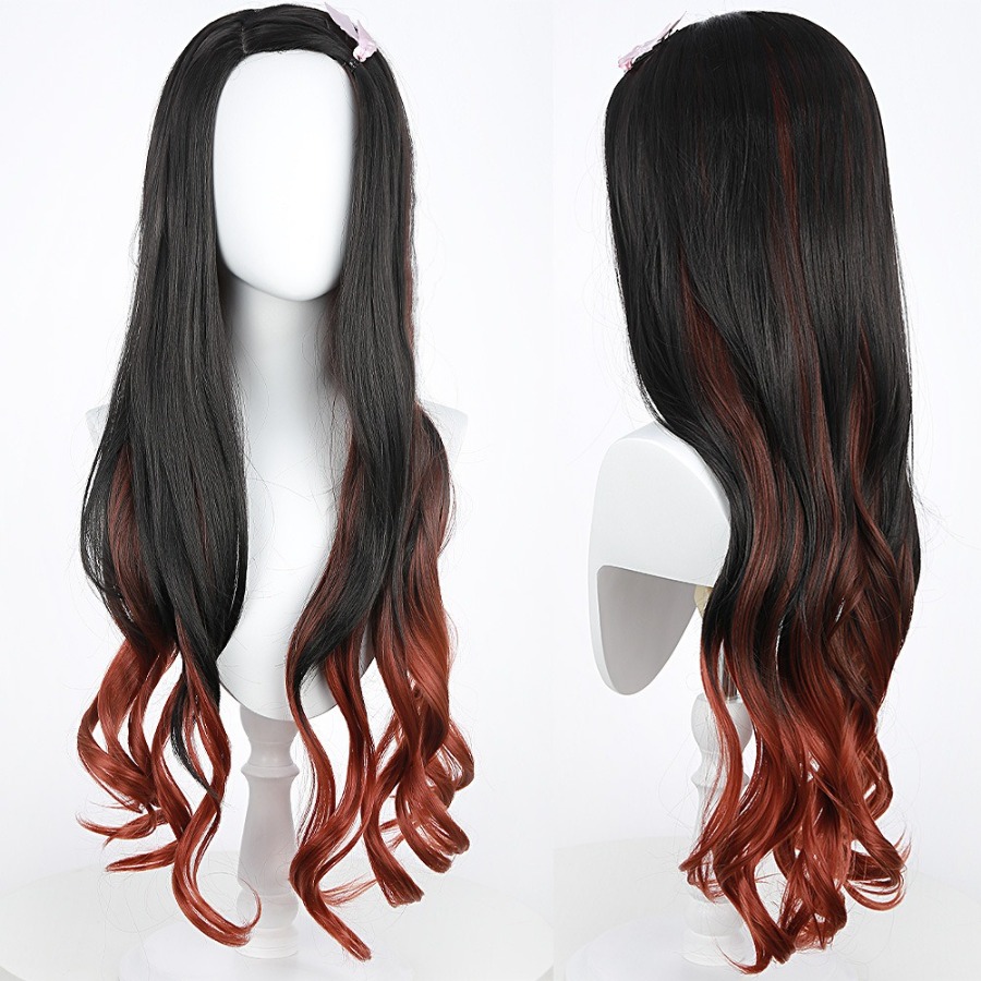 Cosplay Wig Black Orange Gradi - Anime Cosplay Girl With Black Hair 评论和价格
