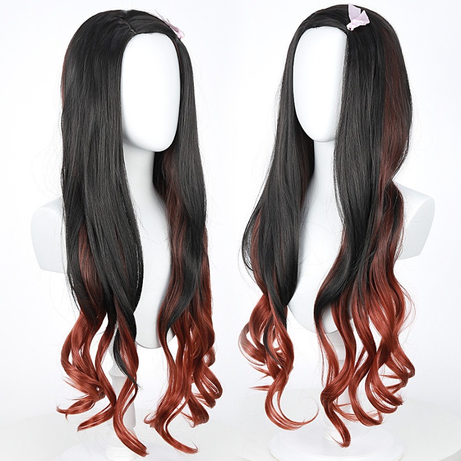 Cosplay Wig Black Orange Gradi - Anime Cosplay Girl With Black Hair 评论和价格