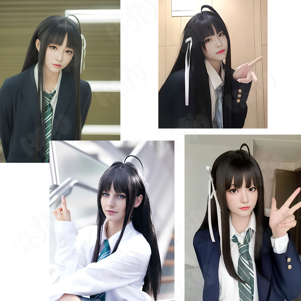 Awa Subaru Cosplay Wig HSIU 80 - Anime Cosplay Girl With Black Hair 评论和价格