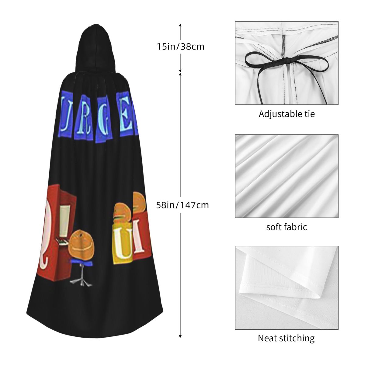 Burger Quiz New Logo Long Hood - Anime Cosplay Quiz 评论和价格