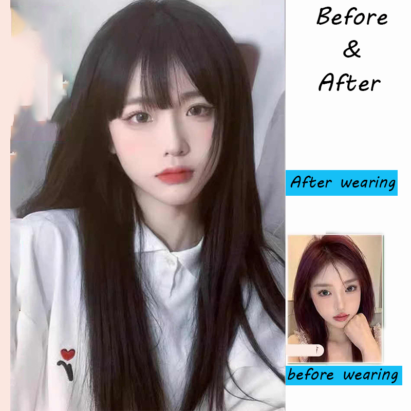Synthetic Korean Black Long St - Anime Cosplay Girl With Black Hair 评论和价格